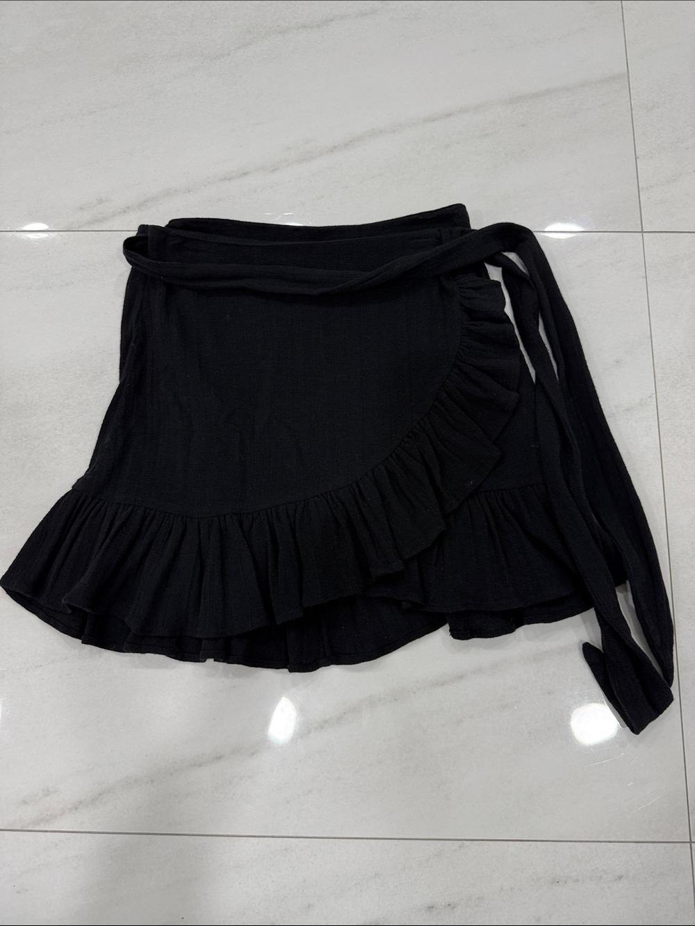 Zara Black Asymmetrical Ruffle Wrap Skirt